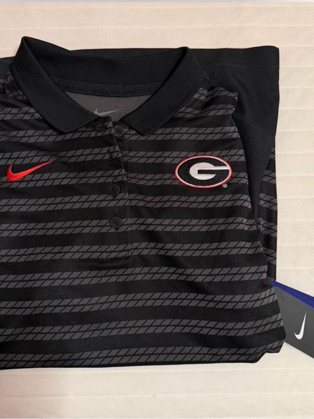 Nike Black & Gray Georgia Bulldogs Striped Polo